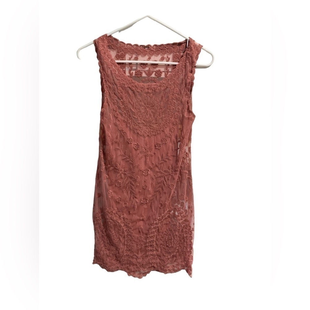 Free People Embroidered Net Shift Dress Size Small - Picture 2 of 5